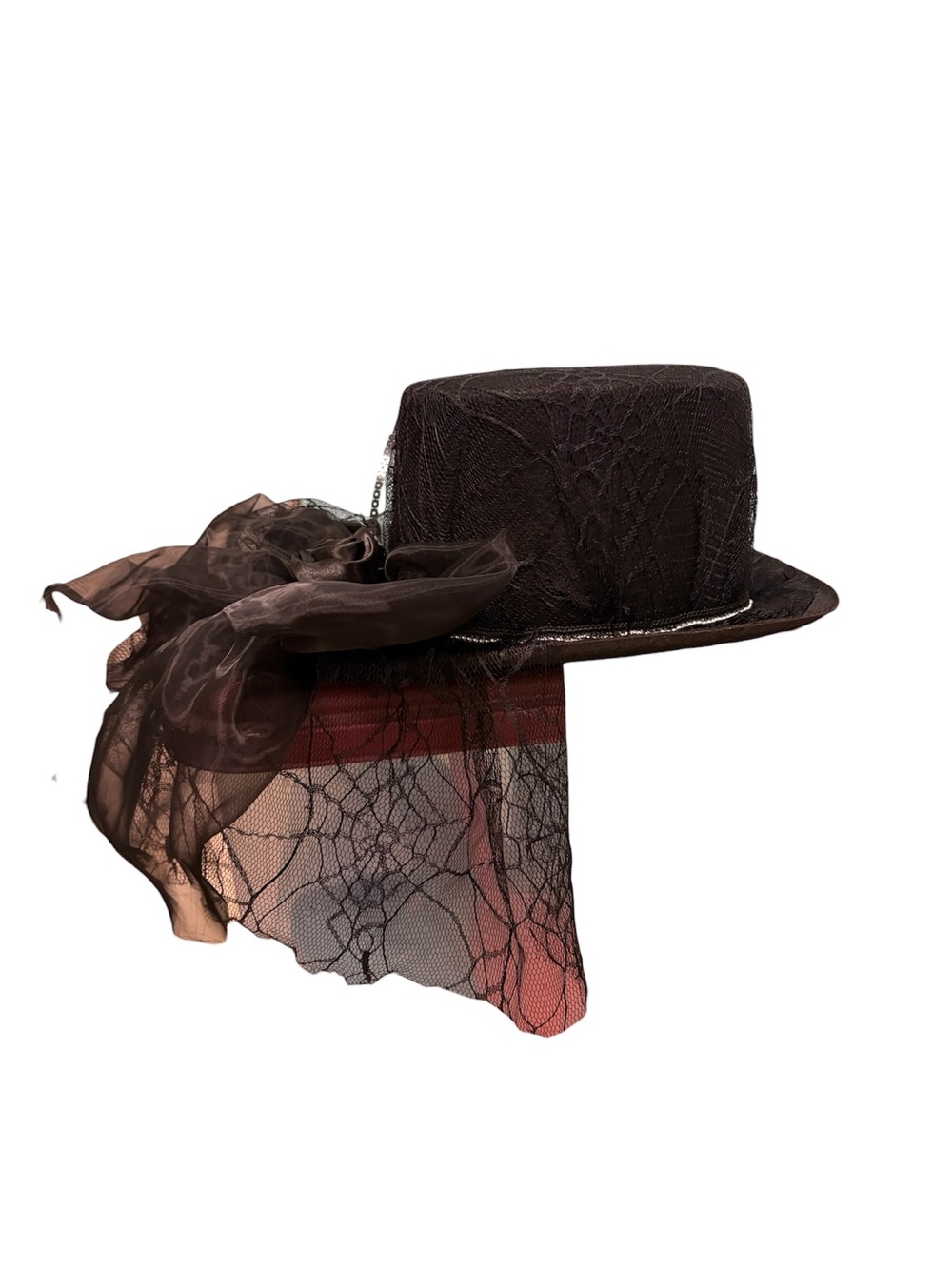 Women’s black lace top hat Halloween - Picture 6 of 7